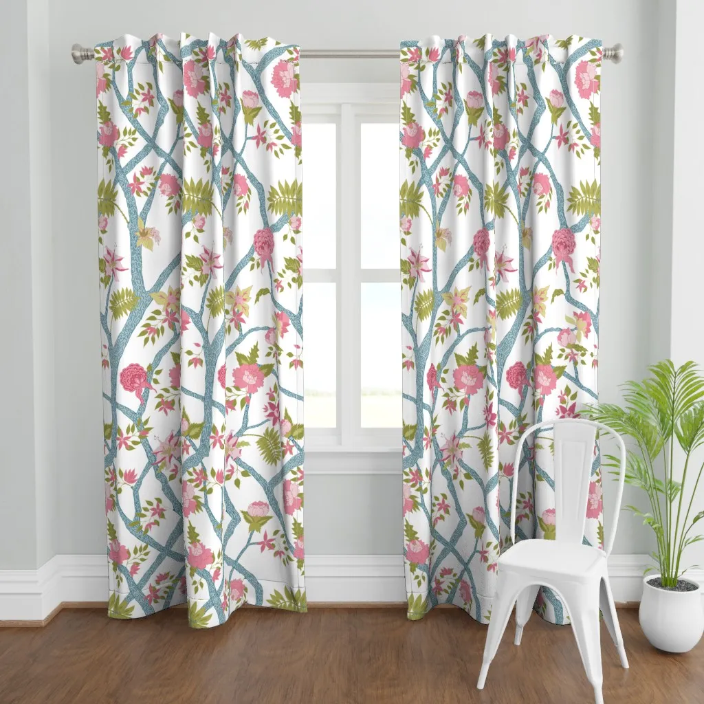 Peony Branch Curtain Panel - Pink product