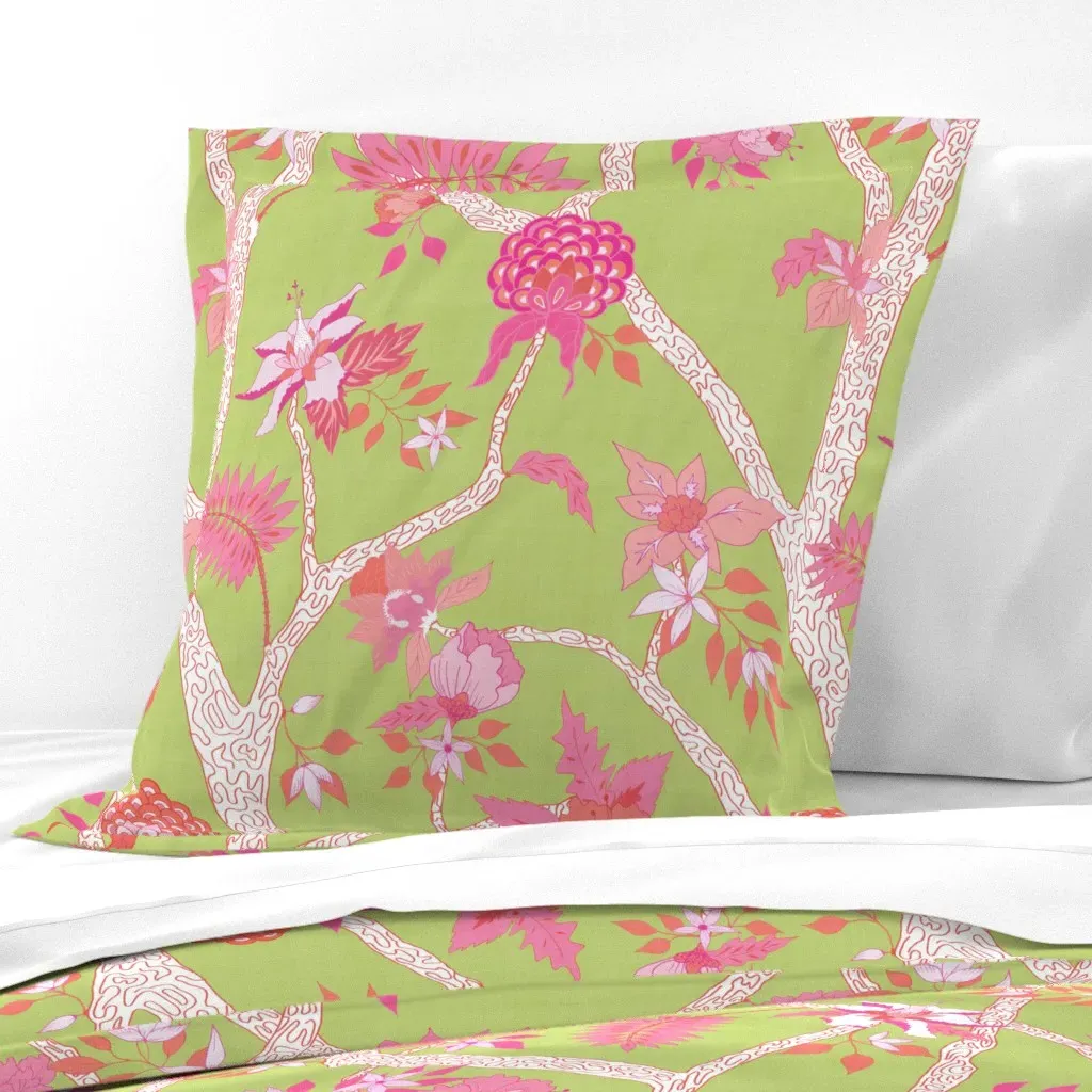 Peony Branch Euro Pillow Sham - Pink product