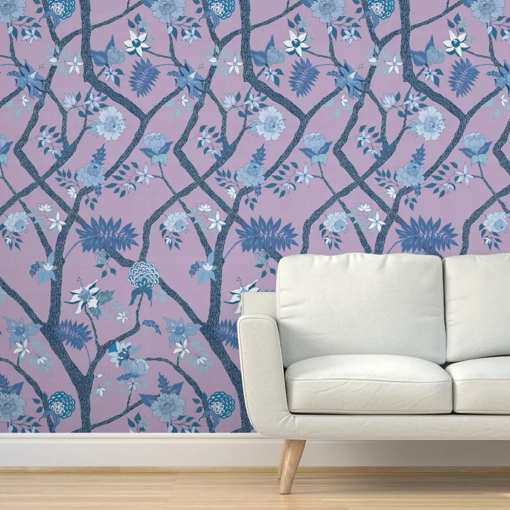 Peony Branch Peel and Stick Wallpaper - Lilac, Purple product