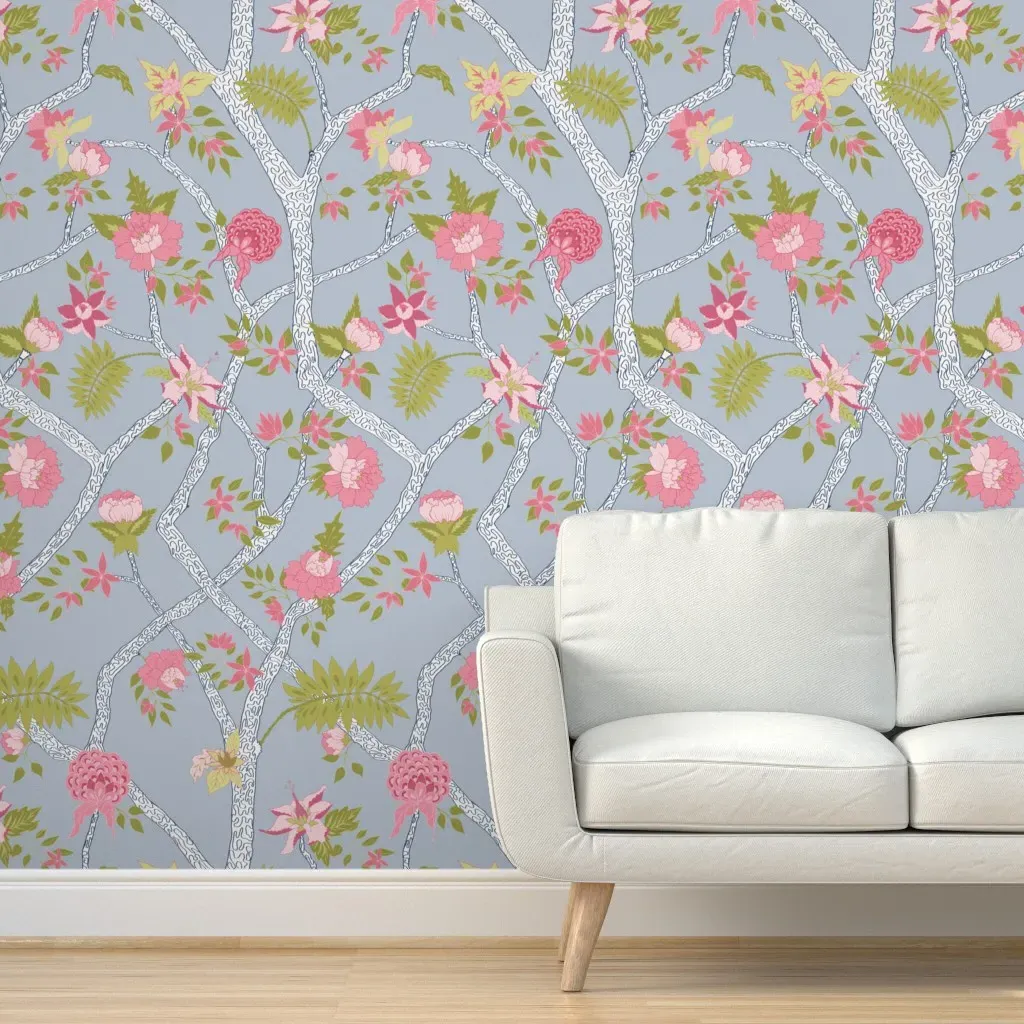 Peony Branch Tana2 Peel and Stick Wallpaper - Pink product