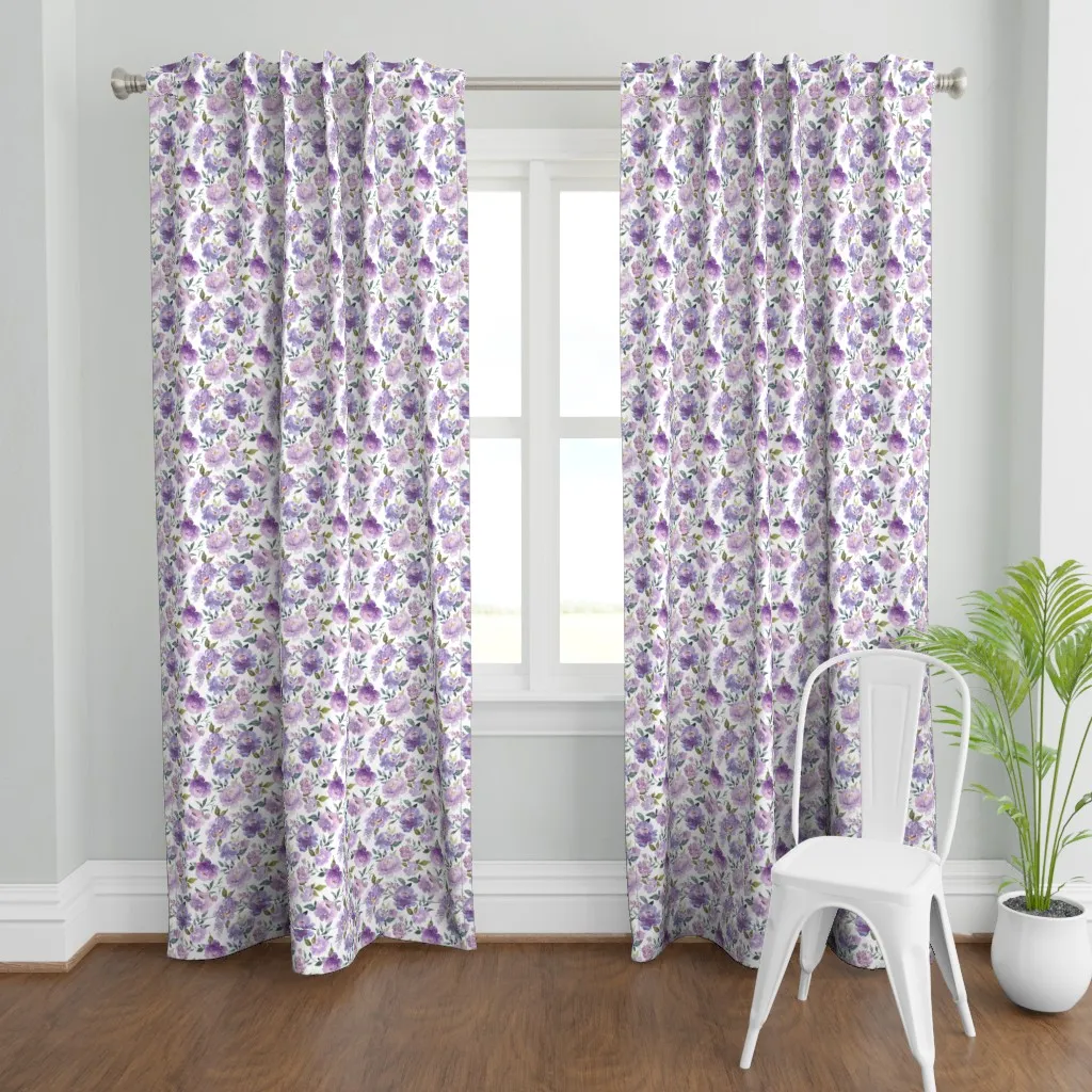 Peony Florals Curtain Panel - Lavender Purple product