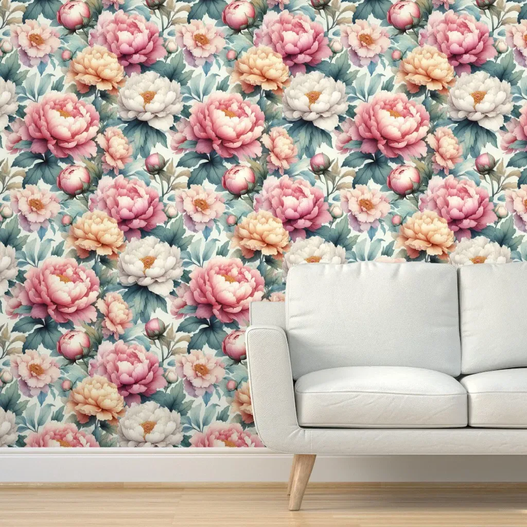 Peony Garden Peel and Stick Wallpaper Removable - Pink product