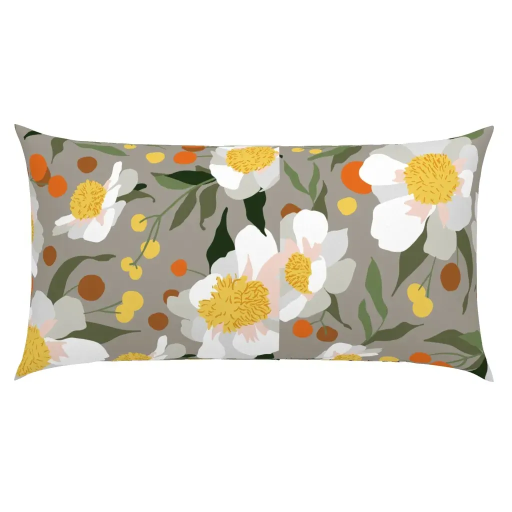 Peony On Grey King Pillow Sham - White product