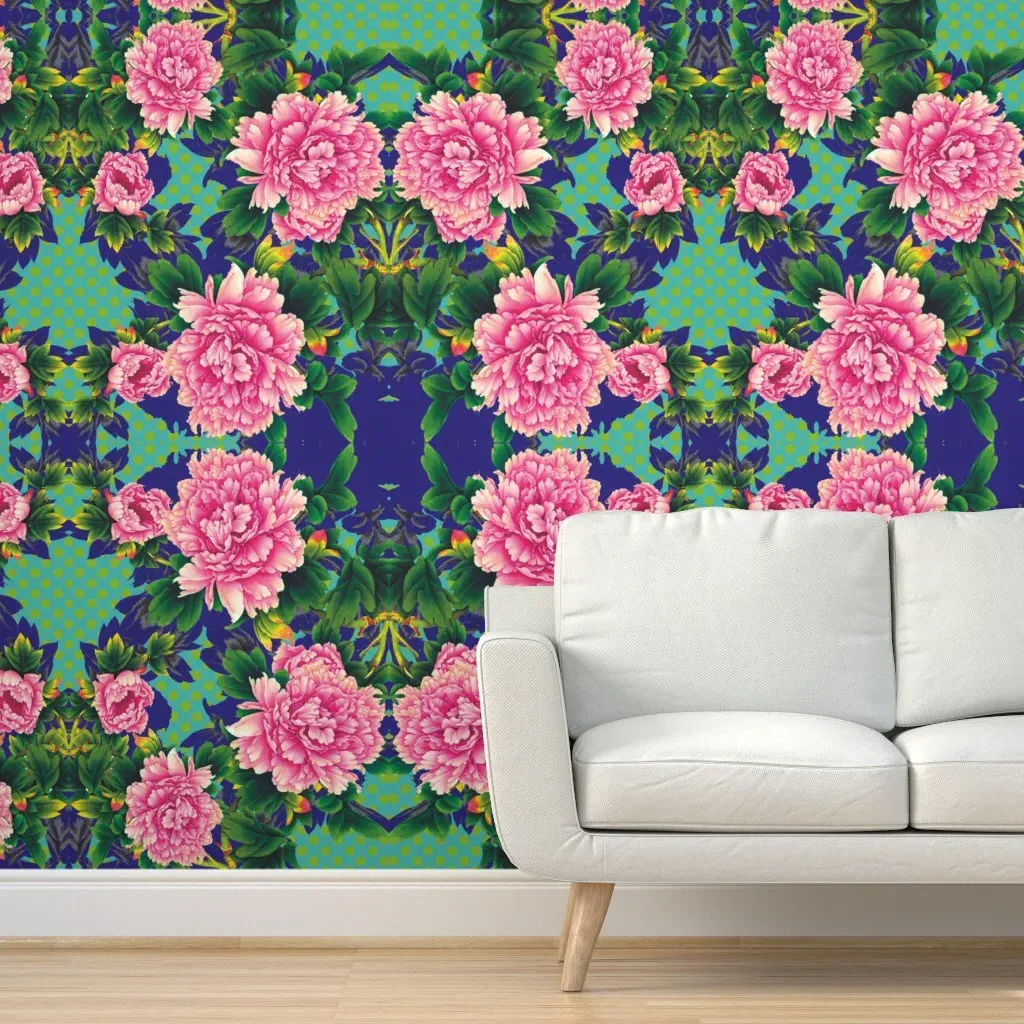 Peony Polka Dots Peel and Stick Wallpaper - Pink product