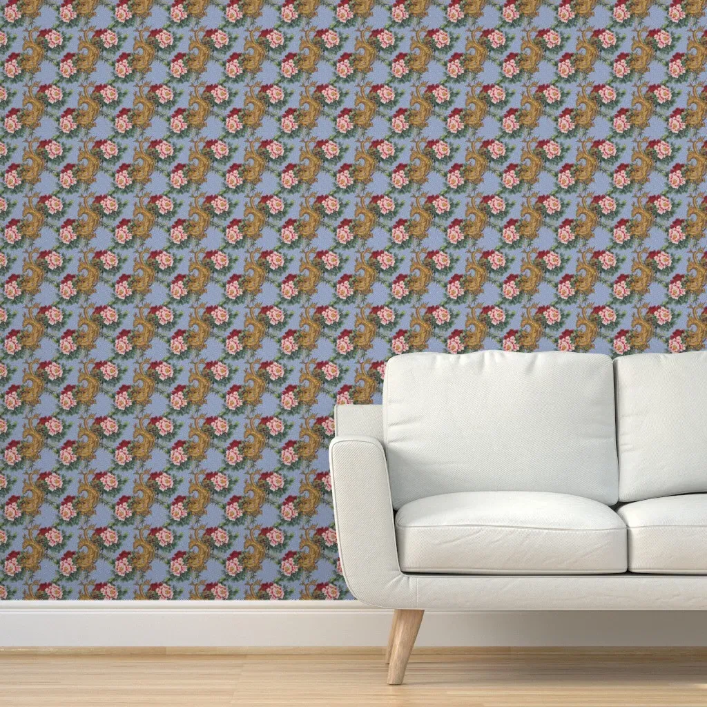 Peony Trellis Peel and Stick Wallpaper - Blue product