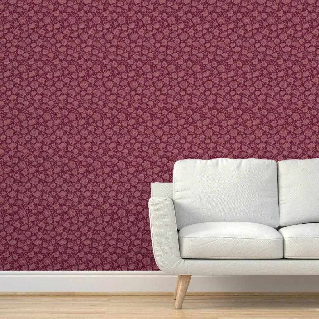 Peony Wedding Floral Peel and Stick Wallpaper - Auburn product