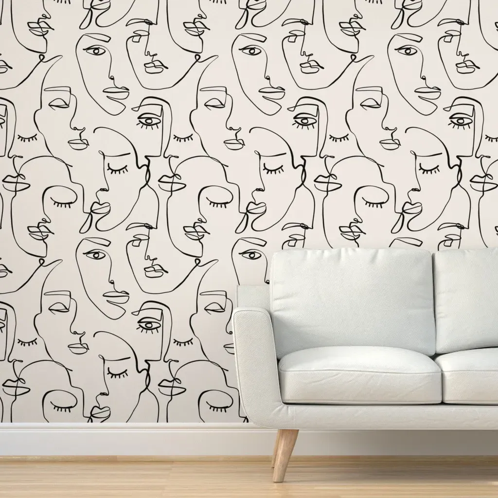 People Faces Large Scale Peel and Stick Wallpaper - Black product