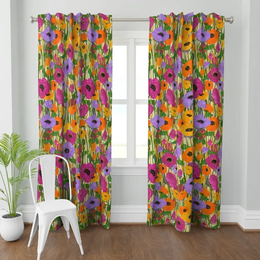 Peppy Poppies Jumbo Curtain Panel - Orange product