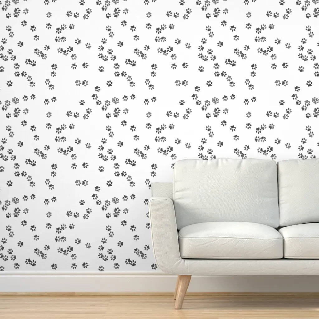 Pet Pawprints Peel and Stick Wallpaper - Dark Gray product