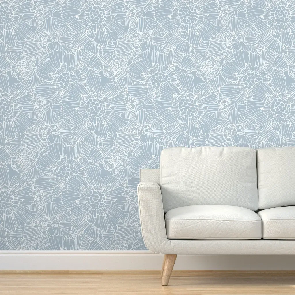 Petal Glow Peel and Stick Wallpaper - White, Blue product
