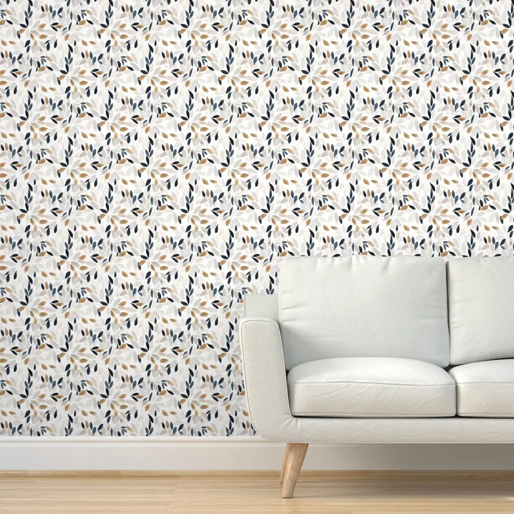 Petal Prism Half Drop Peel and Stick Wallpaper - Dark Blue Gray Gold product