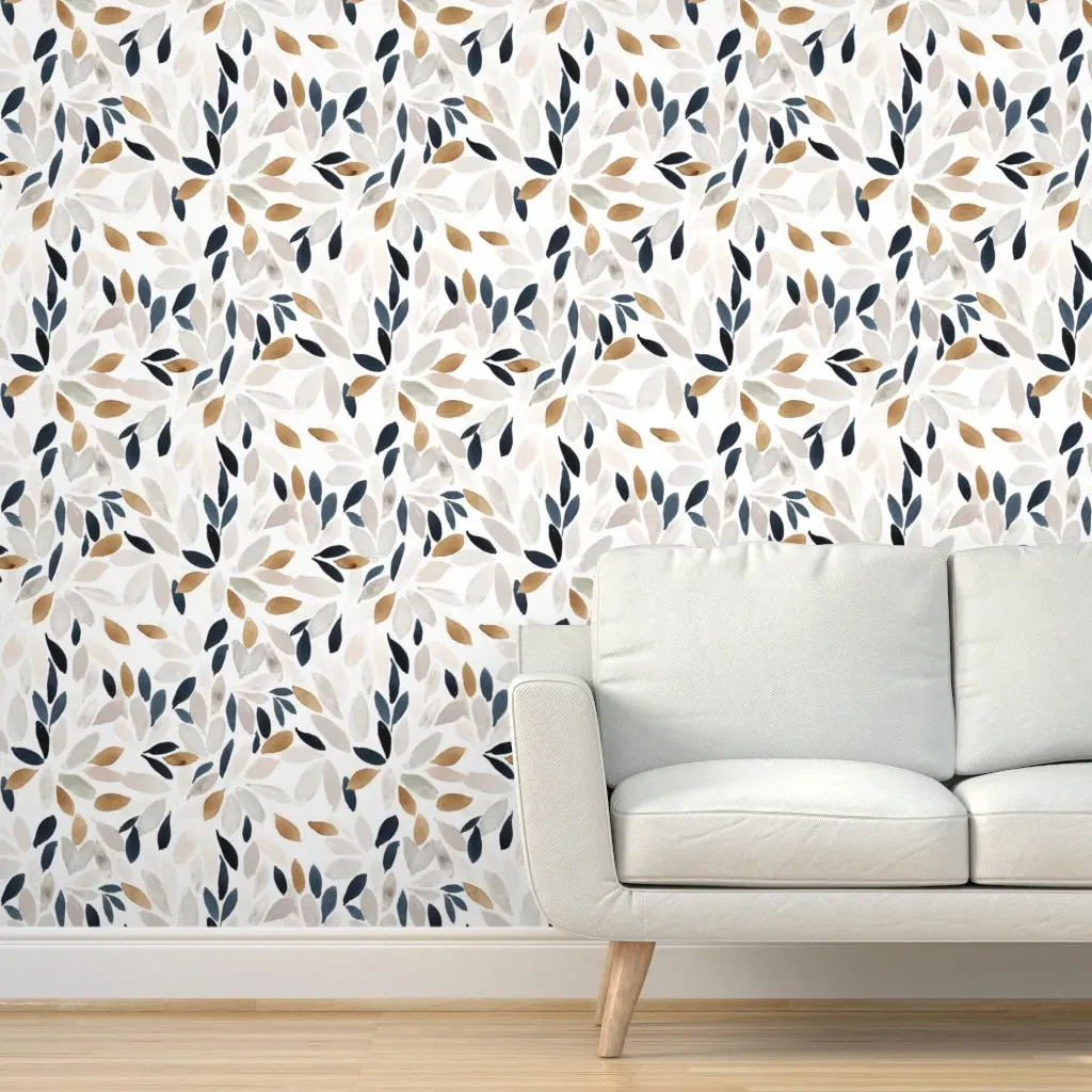 Petal Prism L Peel and Stick Wallpaper - Dark Blue Gray Gold product