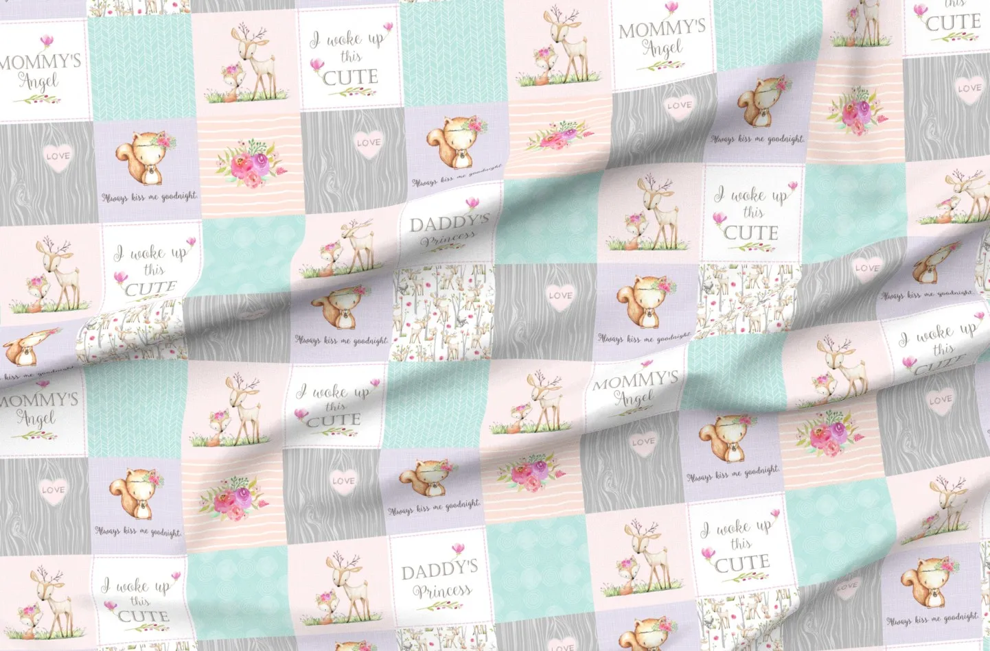 Petal Signature Cotton Baby Girl Woodland Quilting Fabric - Pink product