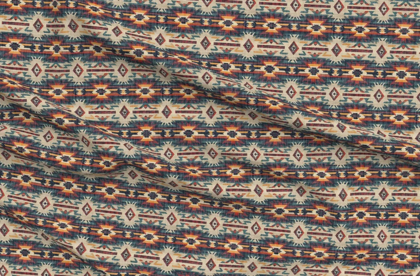 Petal Signature Cotton Distressed Woven Native American Southwest Rug Fabric - Teal product