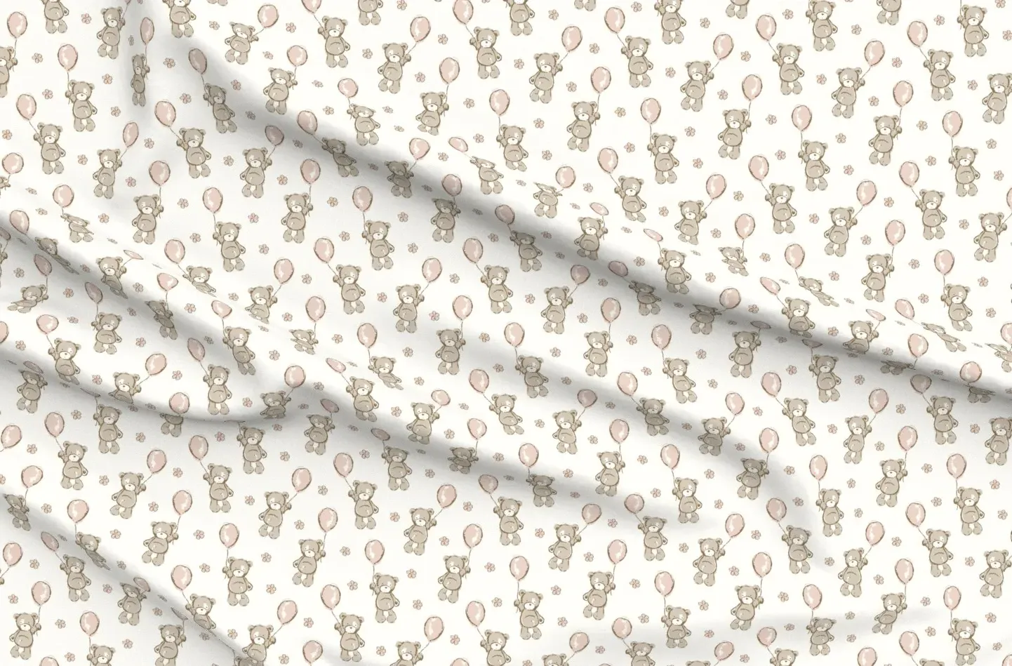 Petal Signature Cotton Quilting Fabric Teddy Bears - Pink, Beige product