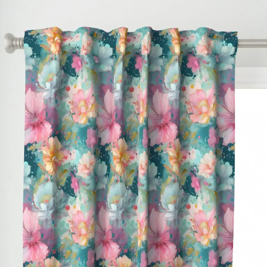 Petals In Mist Curtain Panel - Pink alternate view