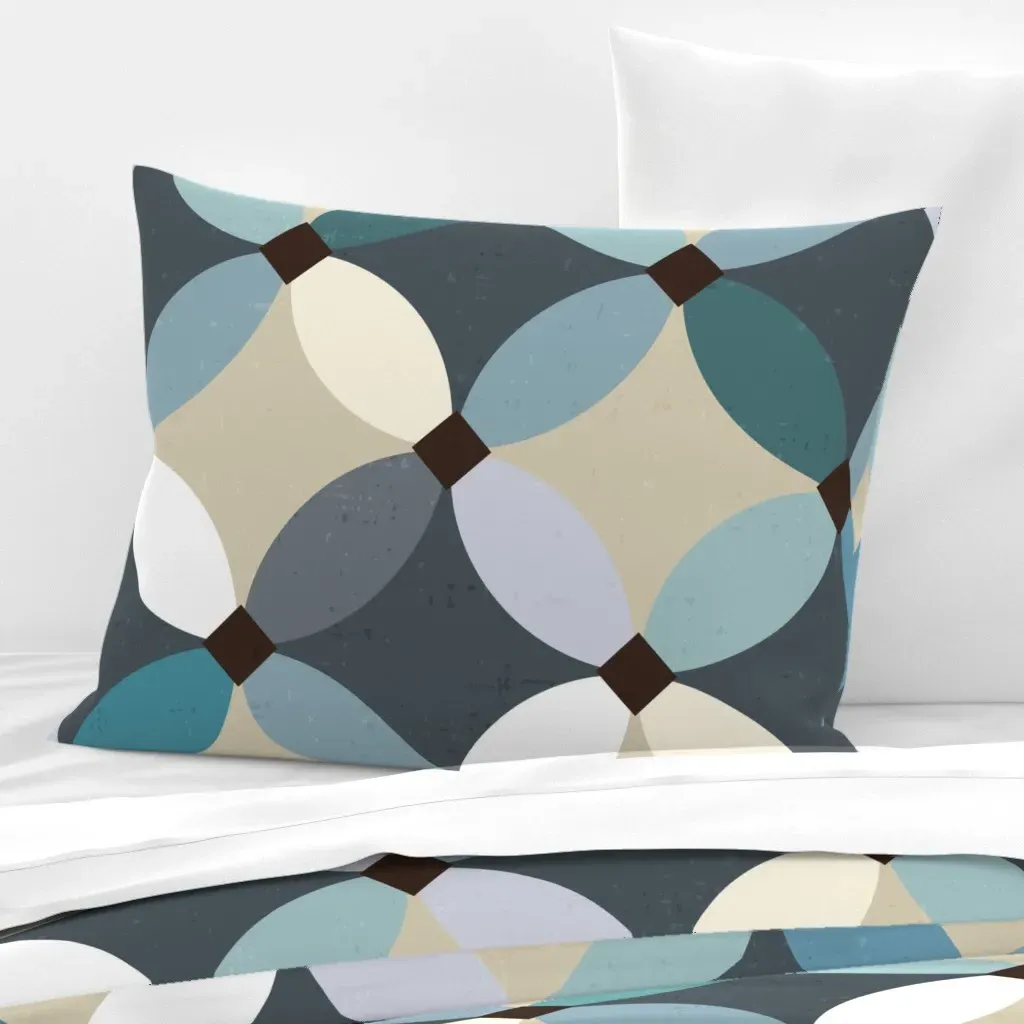 Petals Sky Standard Knife Edge Cushion Cover - Teal, Cotton Sateen product