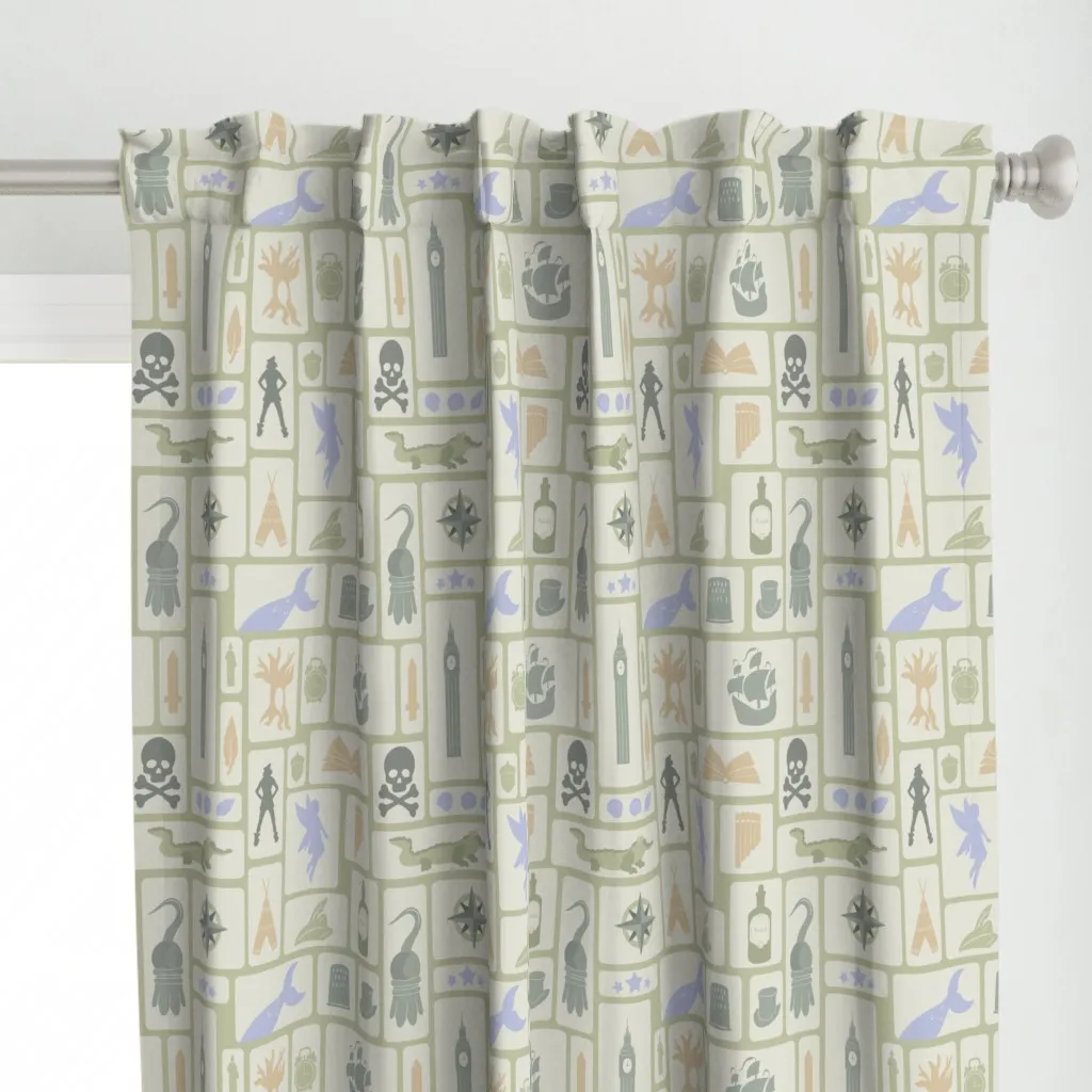 Peter Pan Neverland Magic Curtain Panel - Light Sage Green alternate view