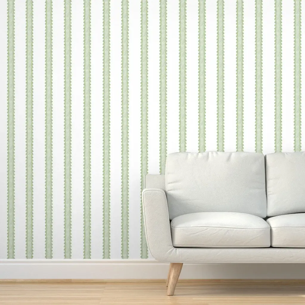 Petite Clarabelle Spring Peel and Stick Wallpaper - Pale Green, White product