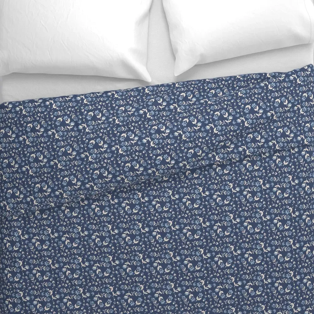 Petite Flowers Duvet Cover - Navy Blue alternate view