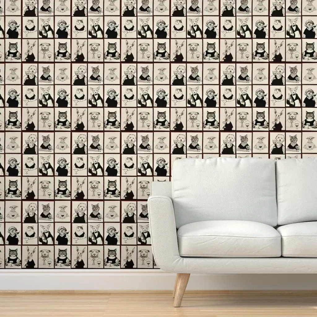 Pets In The Winery Peel and Stick Wallpaper - Black product