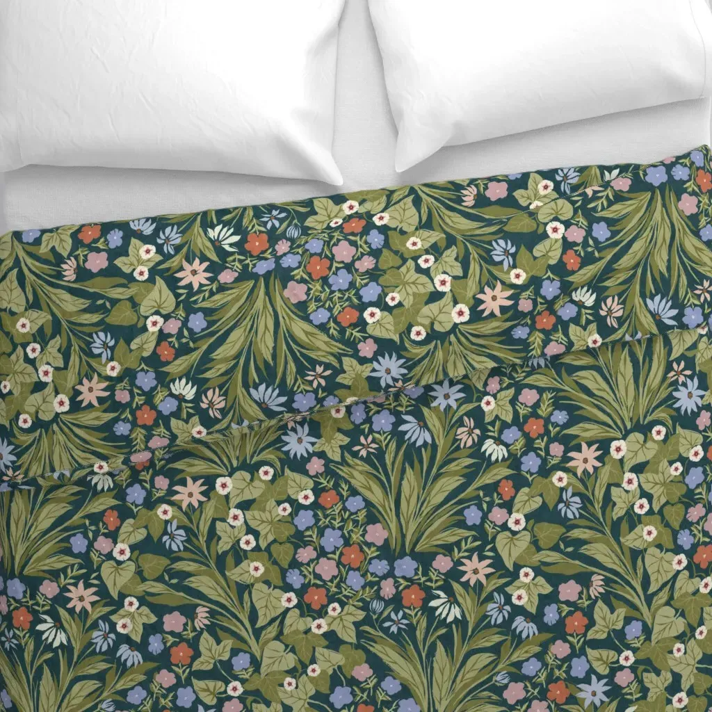 Petunia L Size Duvet Cover - Green alternate view