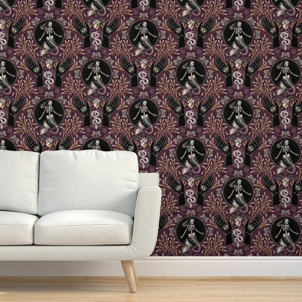 Phantasmagoria Peel and Stick Wallpaper - Purple, Black product