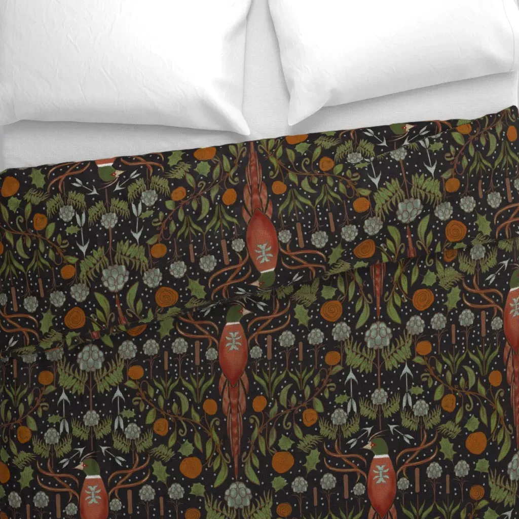 Pheasant In The Country Duvet Cover - Red alternate view