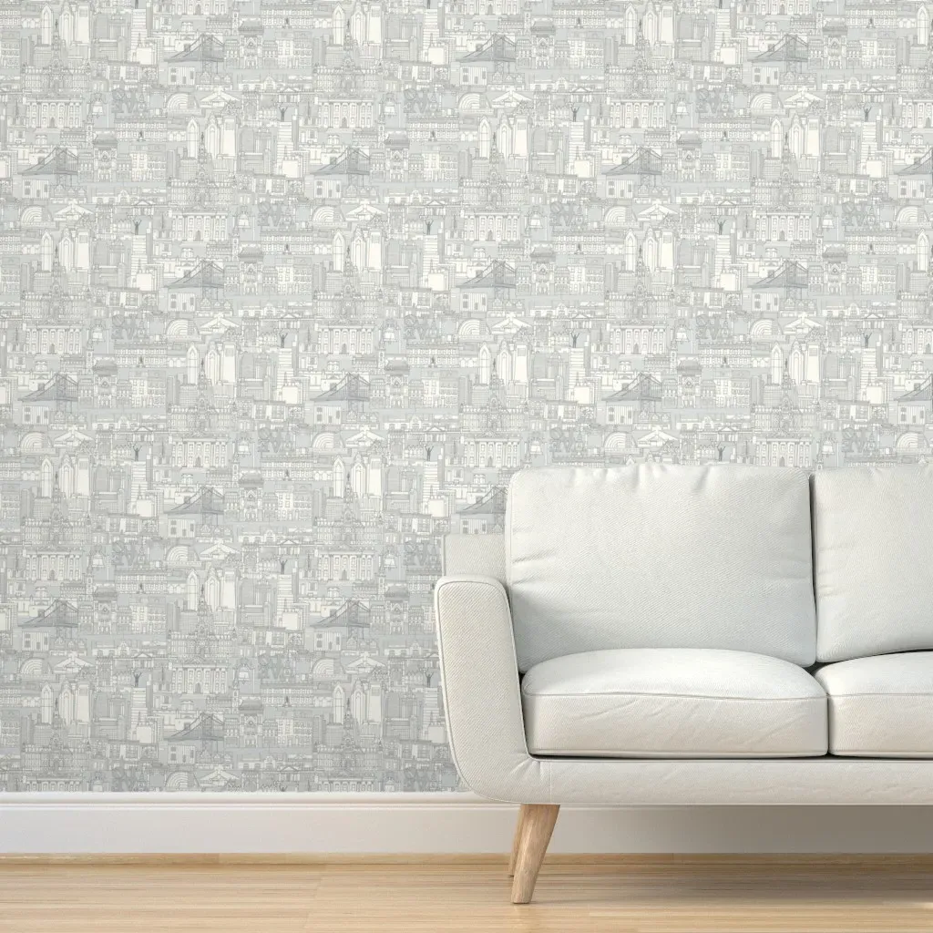 Philadelphia Toile Peel and Stick Wallpaper - Silver, White product