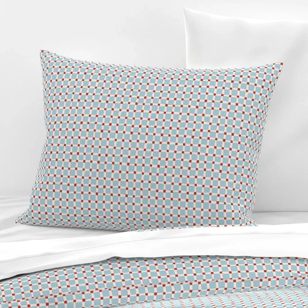 Phoebe Mini Check Standard Knife Edge Cushion - Light Blue, Cotton Sateen product