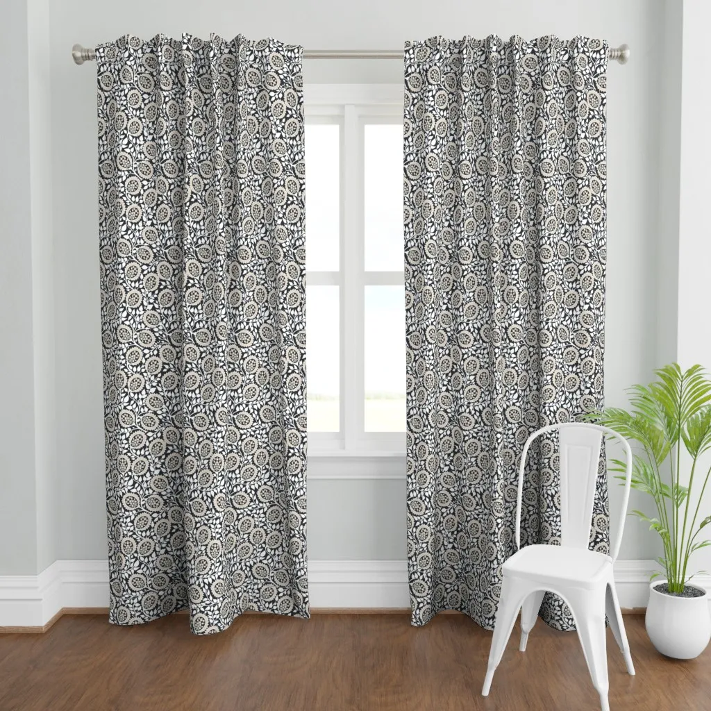 Phoenix Black Olive Curtain Panel - White product