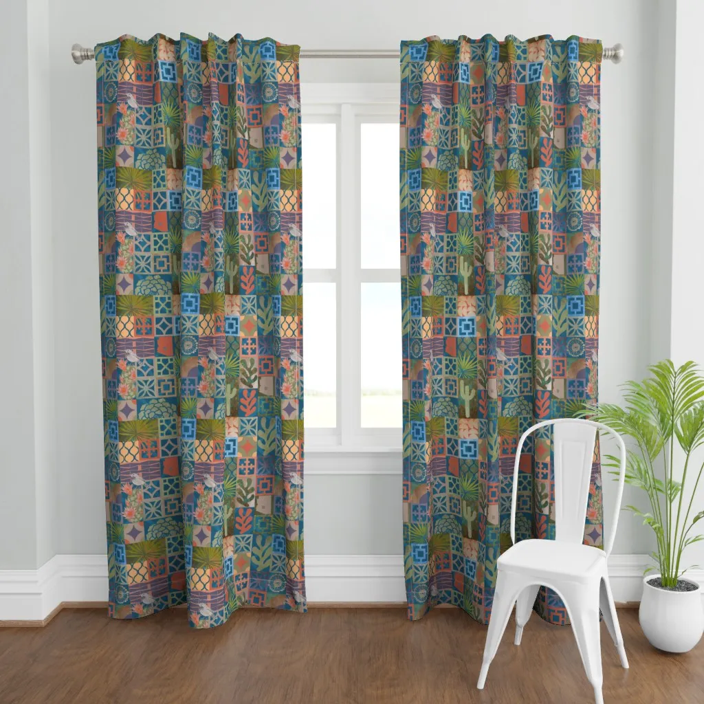 Phoenix Block Curtain Panel - Teal product