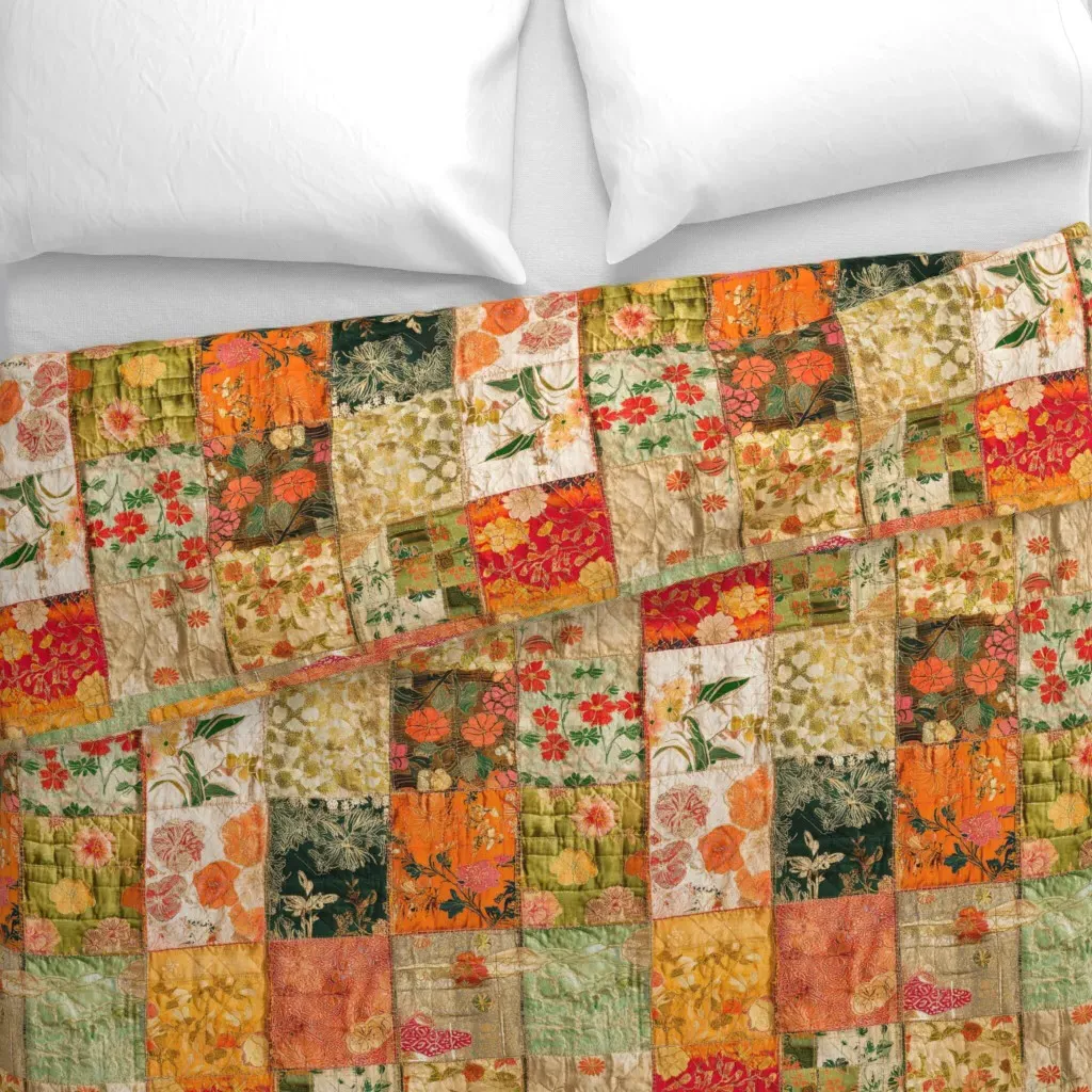 Photorealist Vintage Japanese Duvet Cover - Orange alternate view
