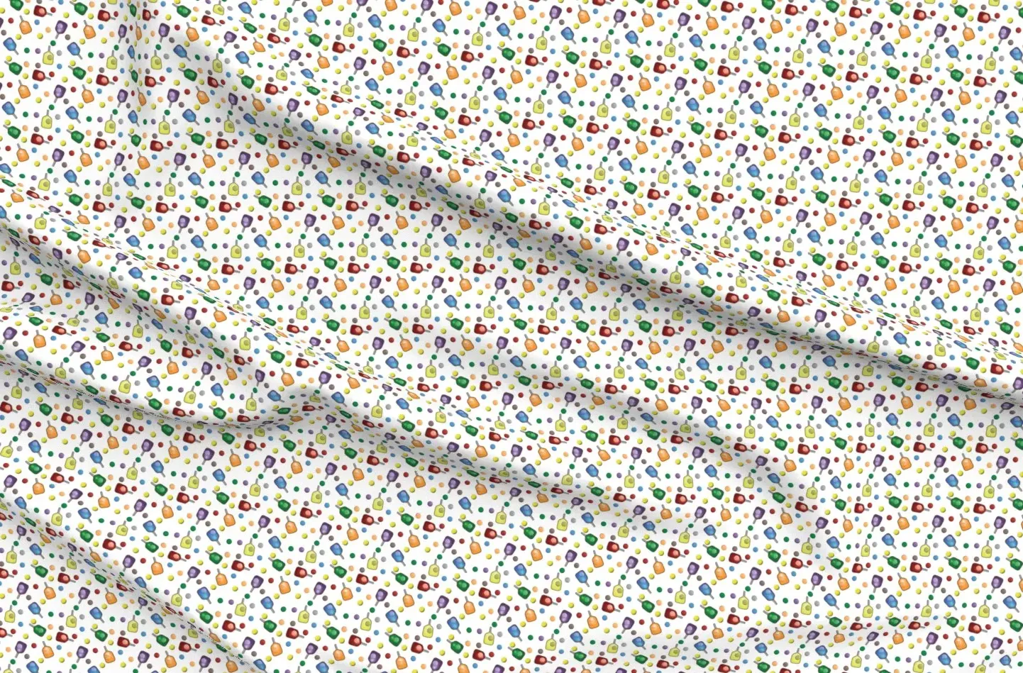 Pickleball Paddles & Balls Quilting Fabric - White, Cotton product