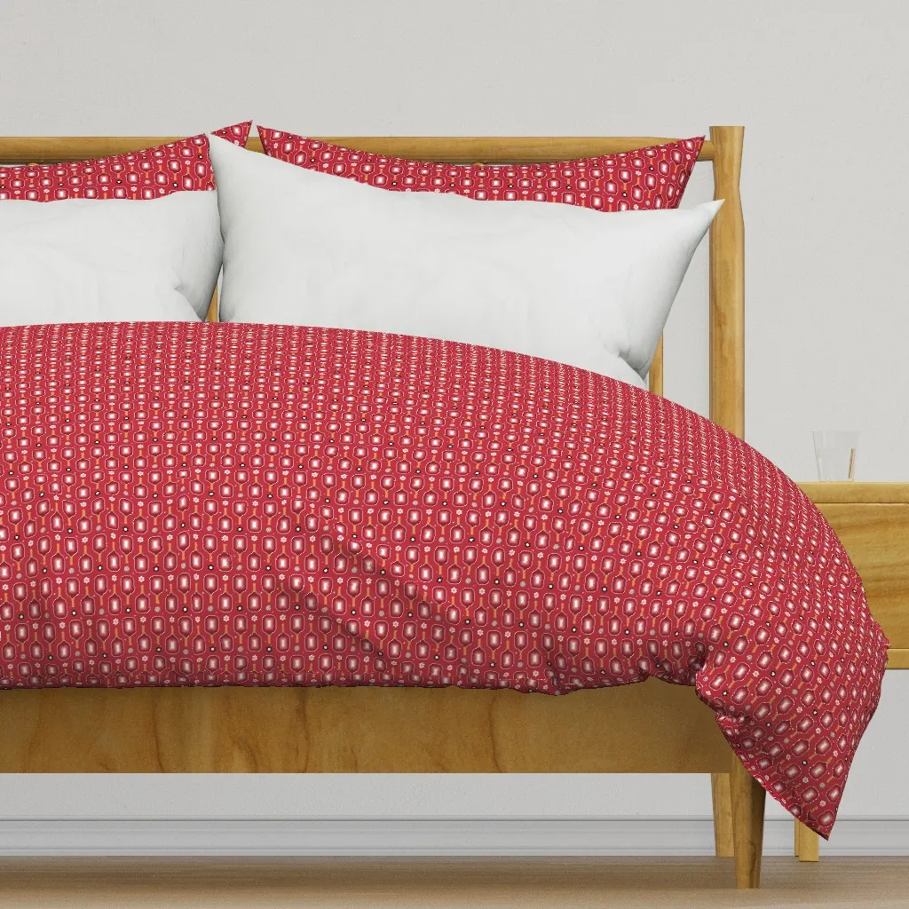 Pickleball Paddles Wiffle Small Duvet Cover - Red product