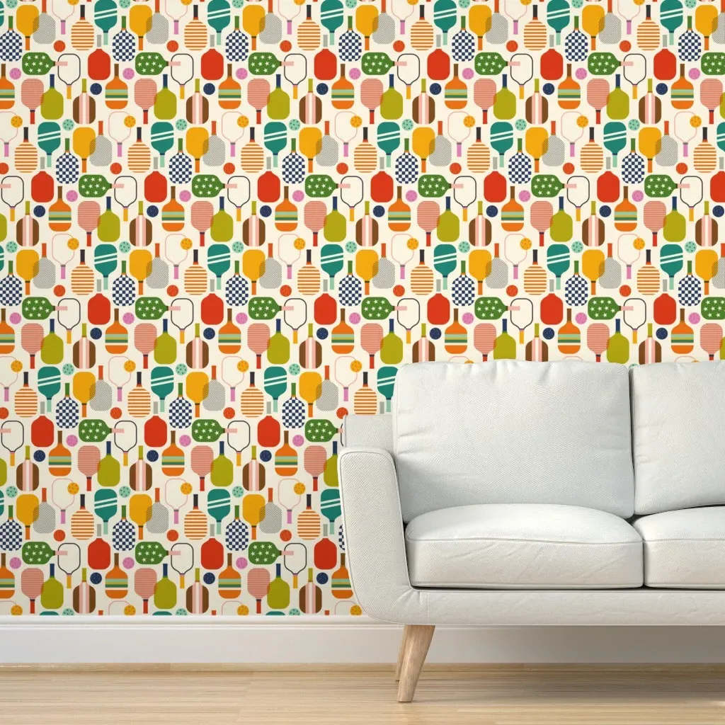 Pickleball Pickler Peel and Stick Wallpaper - Orange product