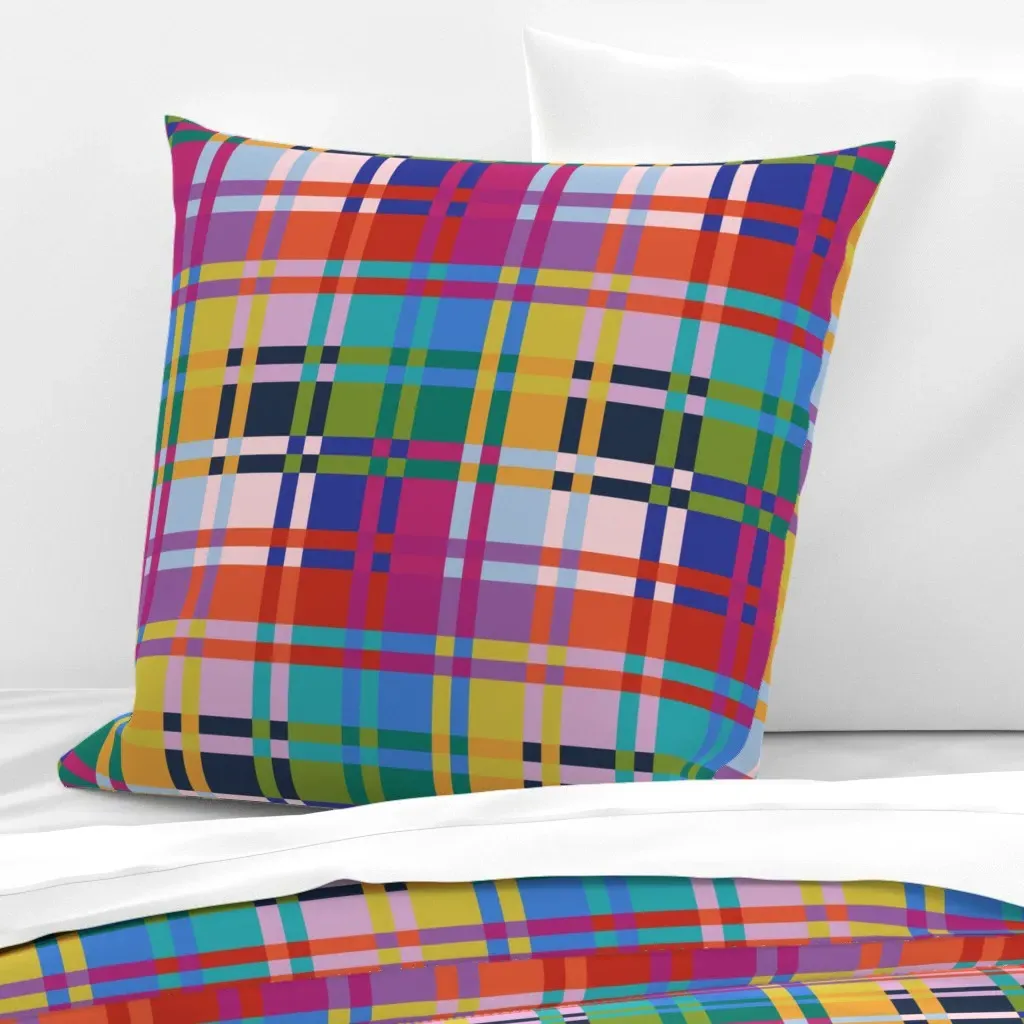 Picnic Rainbow Complex Check Euro Pillow Sham - Pink product