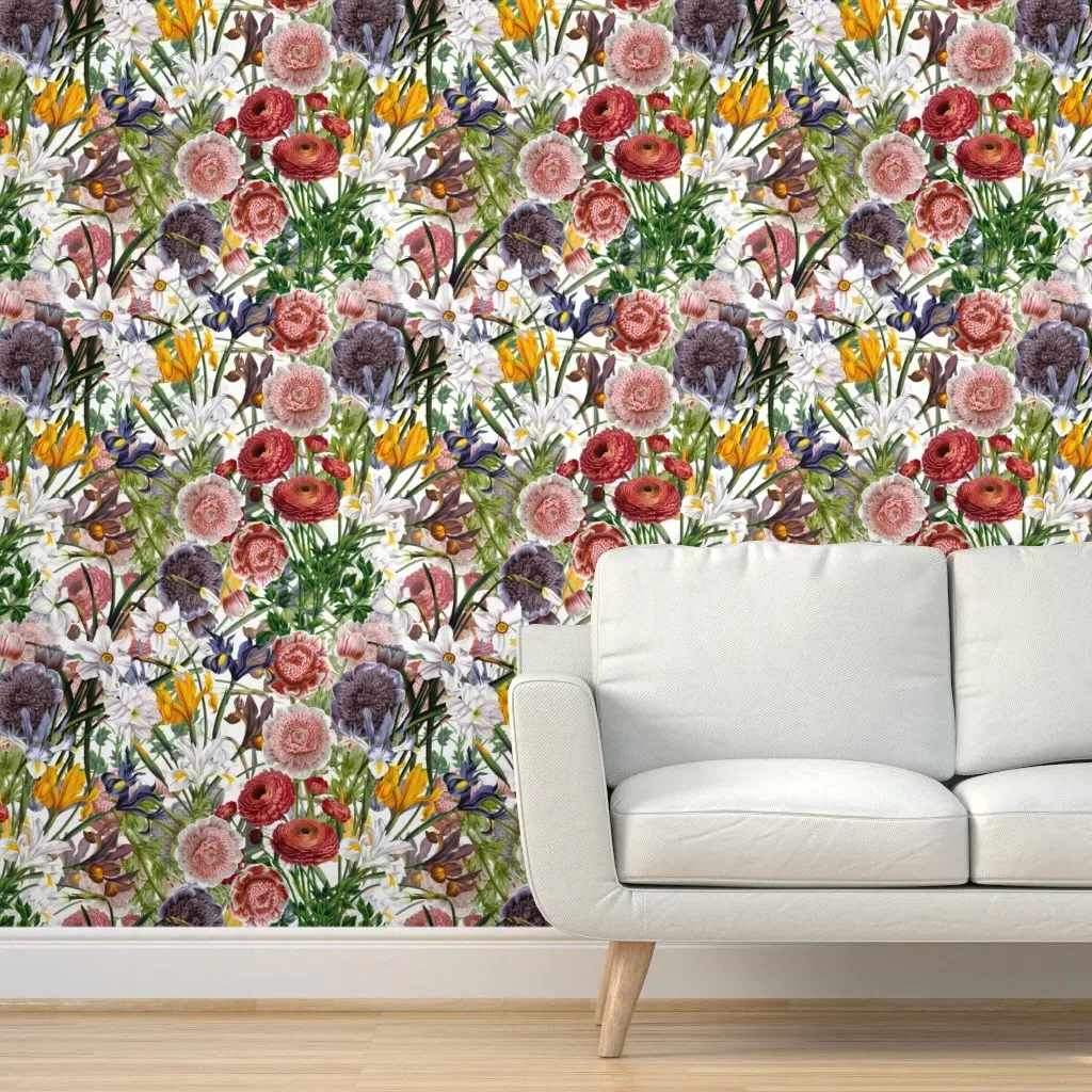 Pierre Joseph Redouté Iris Flowers Peel and Stick Wallpaper - Brown product