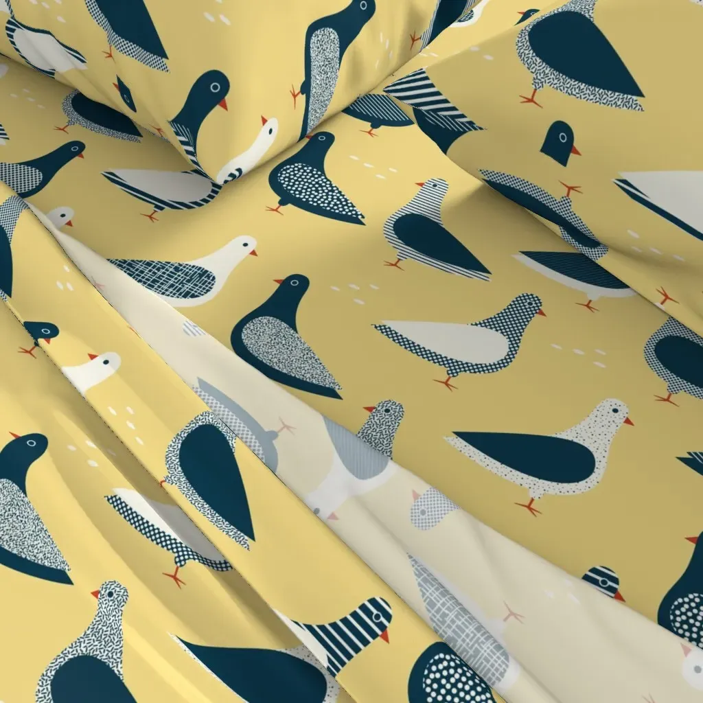 Pigeons Butter Twin Sheet Set - Navy Blue alternate view