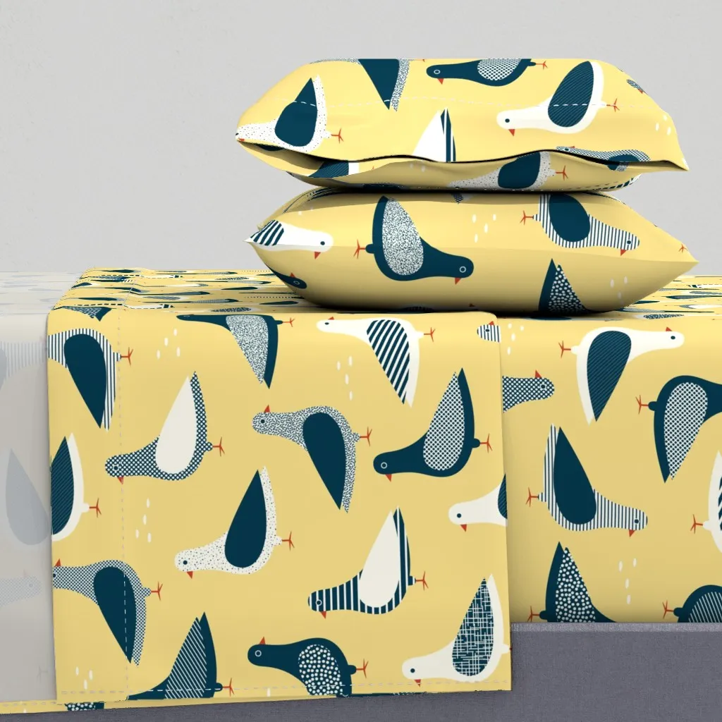 Pigeons Butter Twin Sheet Set - Navy Blue product