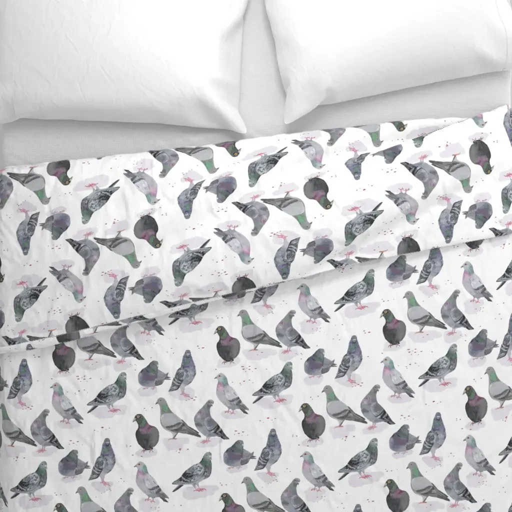 Pigeons Duvet Cover - Gray by Spoonflower, alternate view