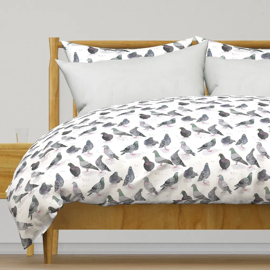 Pigeons Duvet Cover - Gray by Spoonflower