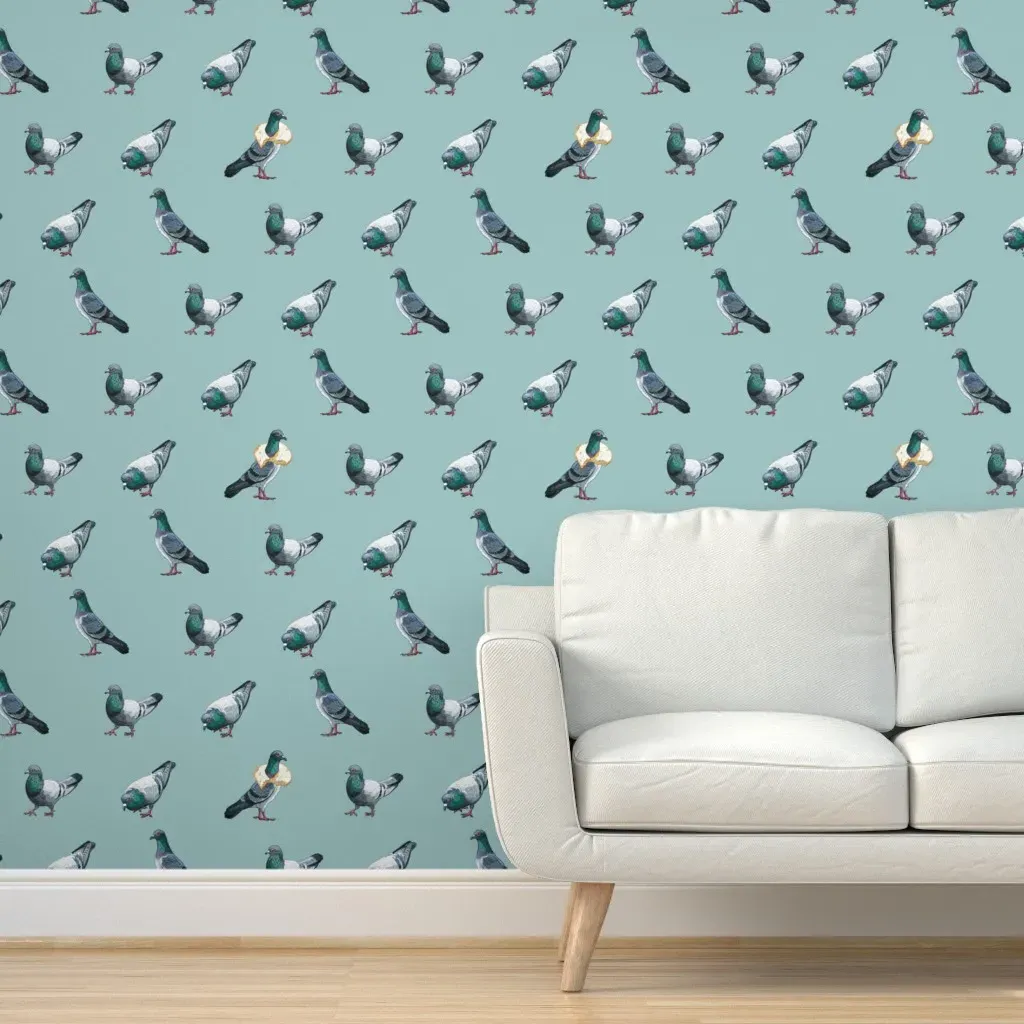 Pigeons-Sp-05-01 Peel and Stick Wallpaper - Gray-Blue product