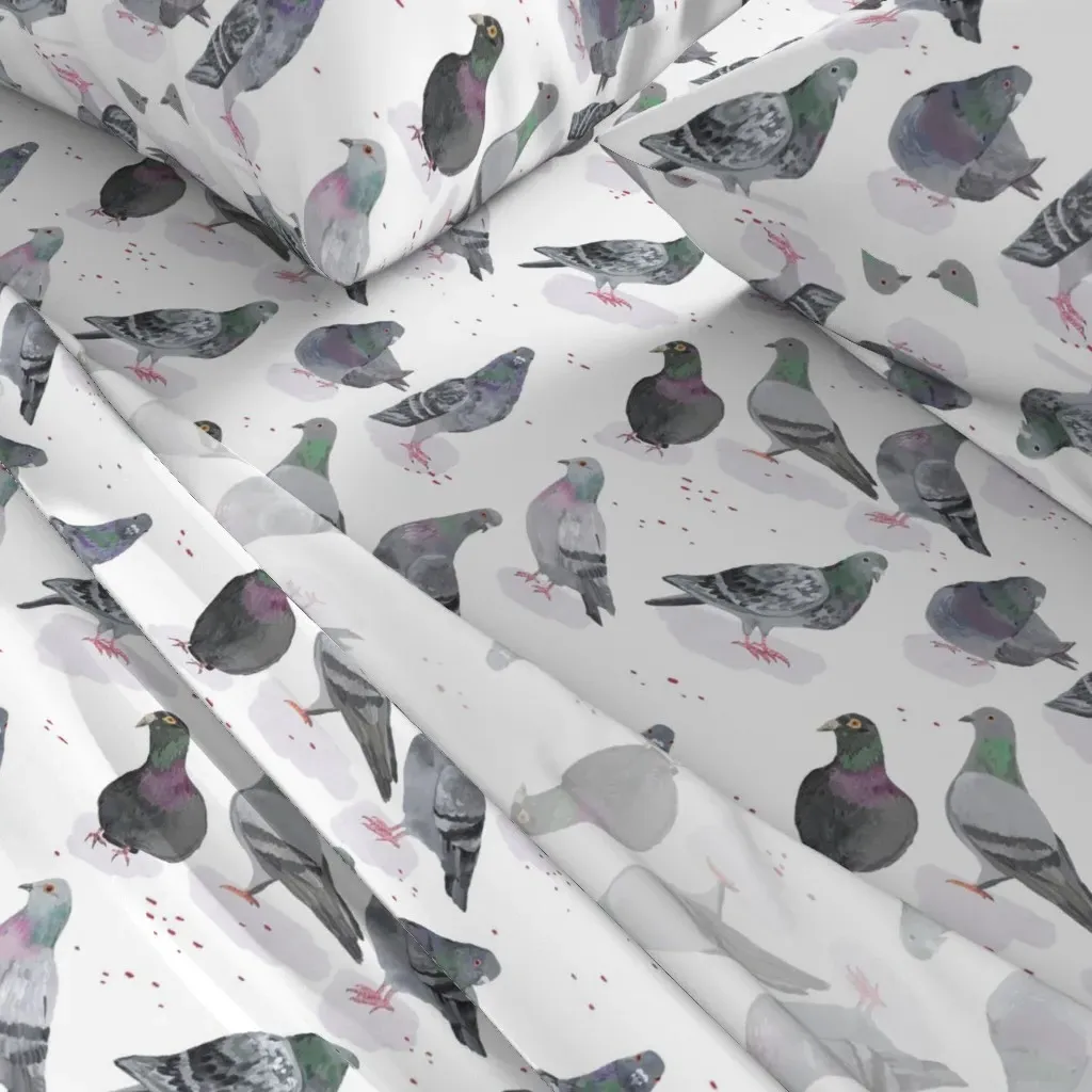 Pigeons Twin XL Sheet Set - Gray alternate view