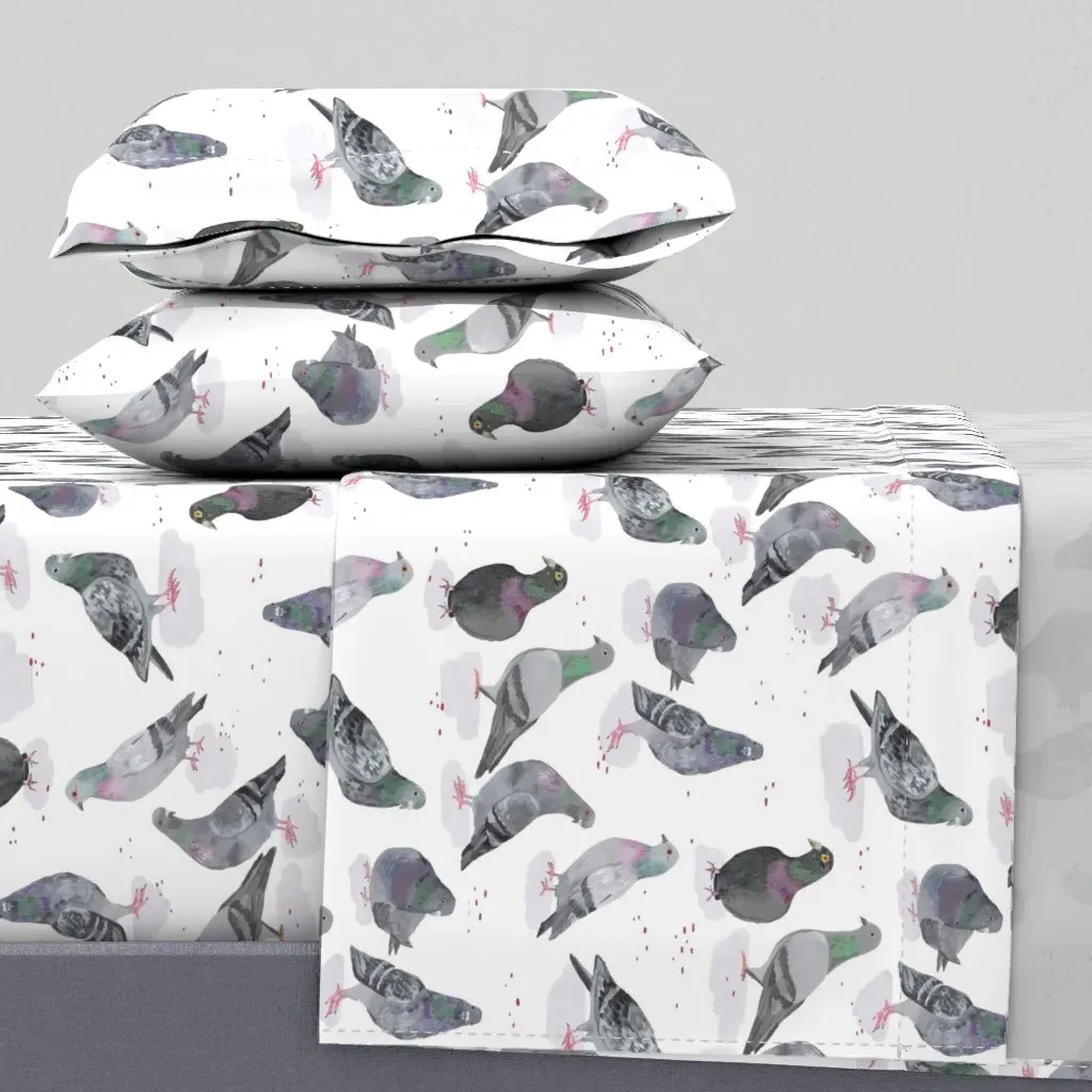 Pigeons Twin XL Sheet Set - Gray product