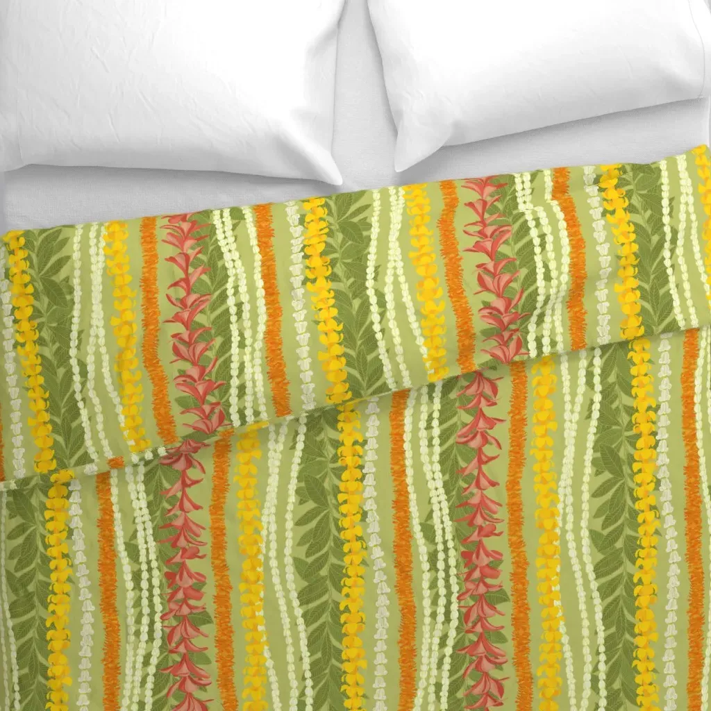 Pikake Lei Ilima Plumeria Duvet Cover - Yellow alternate view