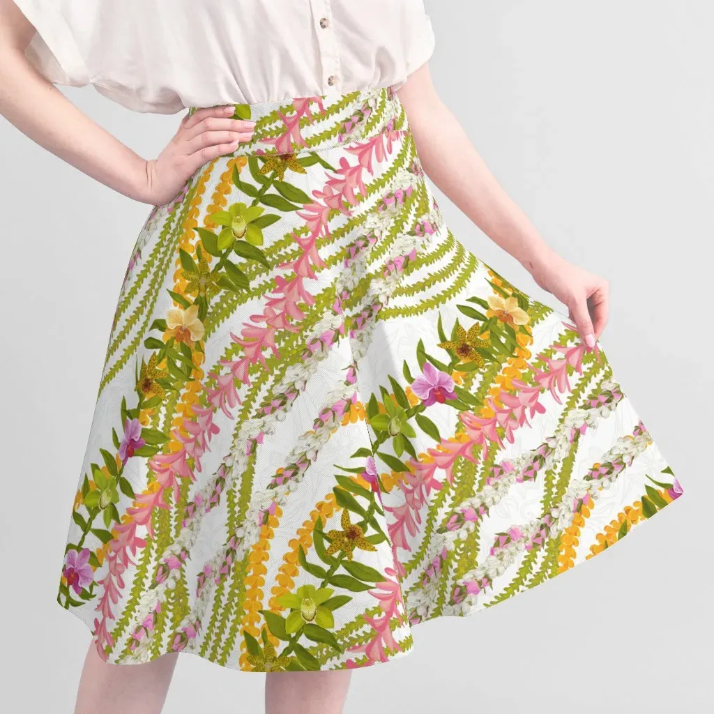 Pikake Pink Lokelani Plumeria Light Sage Fabric - Pink alternate view