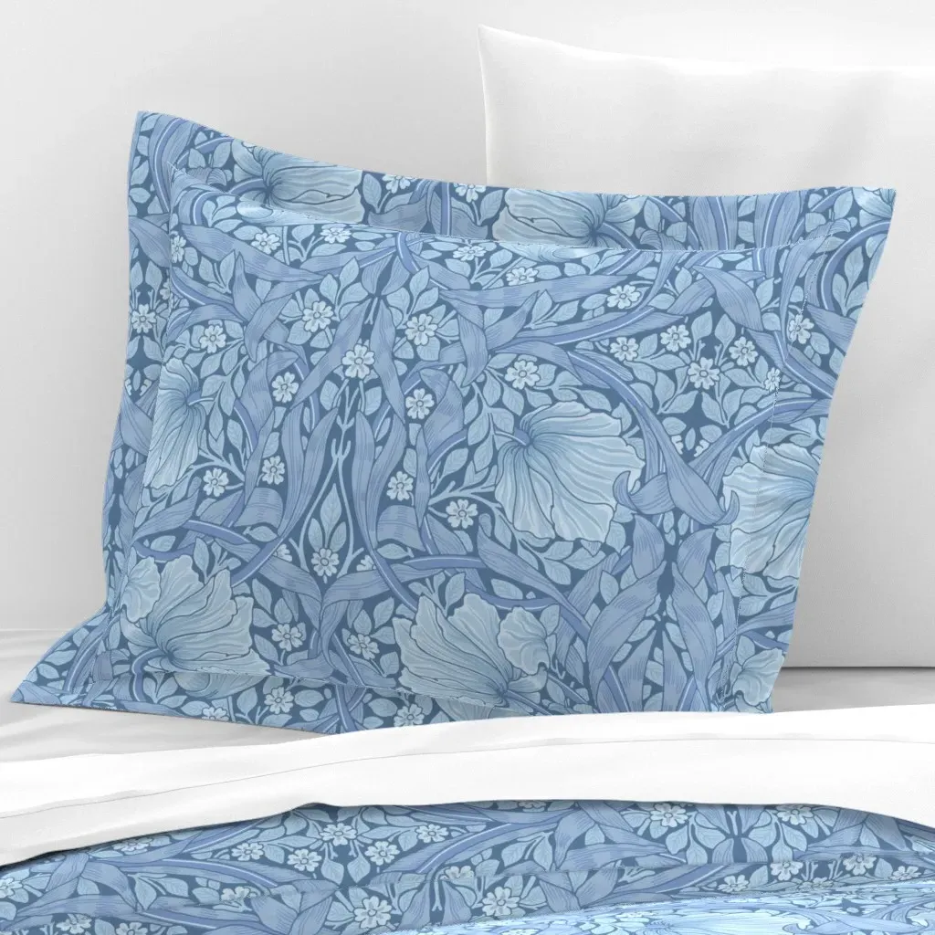 Pimpernel By William Morris Standard Flanged Pillowcase - Light Blue, Cotton Sateen product
