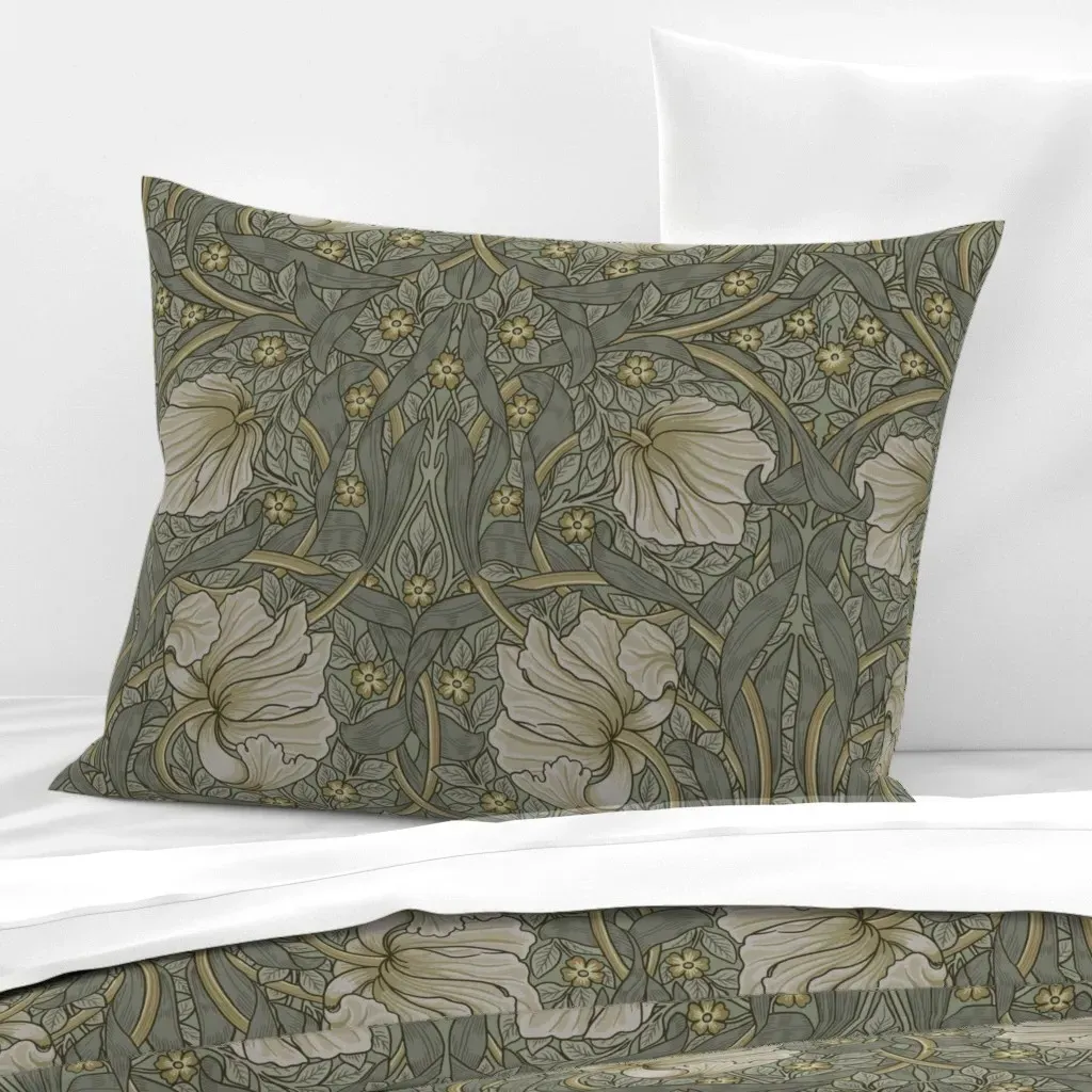 Pimpernel William Morris Cottage Flowers Standard Pillow - Sage Green, Cotton Sateen product