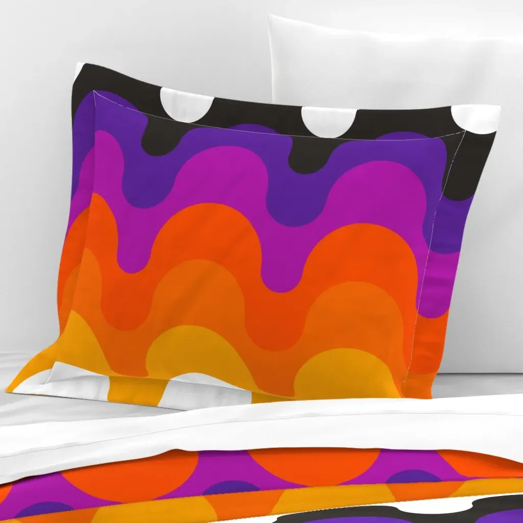 Pinball Julio Standard Flanged Pillowcase - Orange, Cotton Sateen product